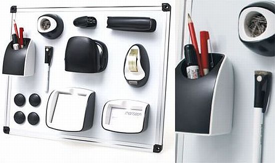 Magnetic Office Set helps you stick your office supplies to your cubicle  wall - Designbuzz