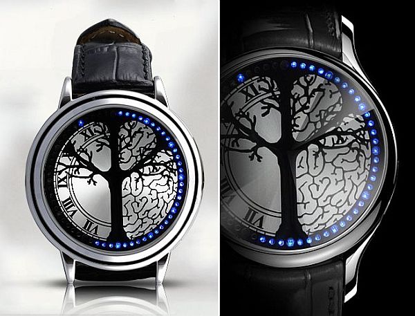 blue hybrid touchscreen led watch