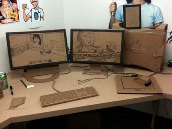 cardboard office