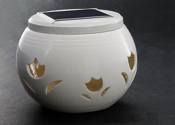 Ivory Ceramic Solar Light Jar