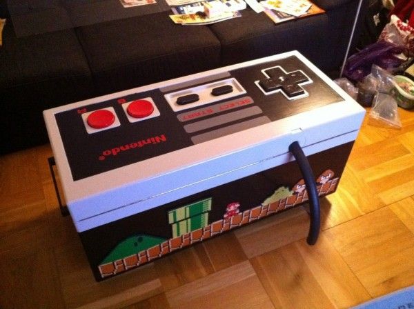 coffee table crafted as playable nes controller