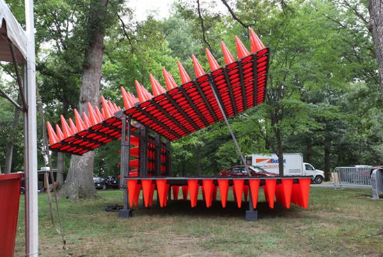 concert pavilion made from traffic cones 05