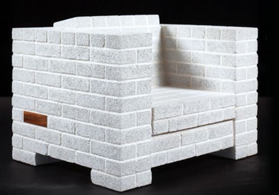 white brick chair