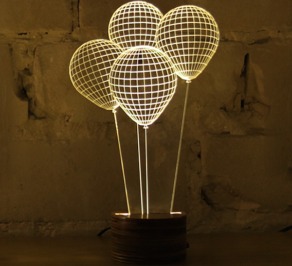 3D Optical Illusion of 2D Lamps