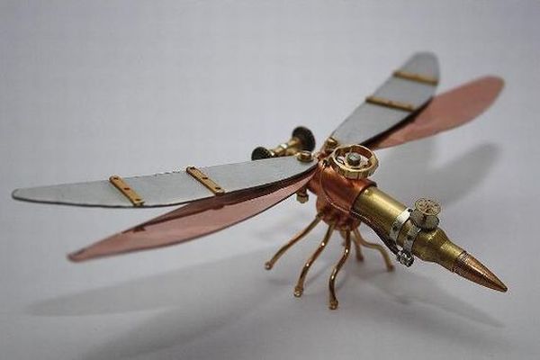 Steampunk Insects Made from Bullets