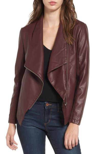 BB Dakota gabrielle Faux Leather Asymmetrical Jacket