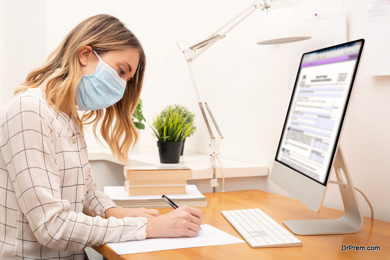 woman working from home