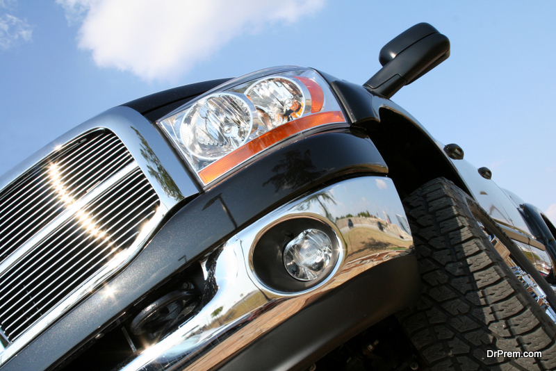 Lights of pick up truck