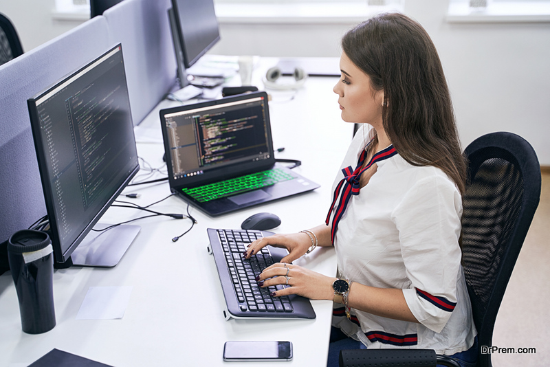 woman working on designing the page