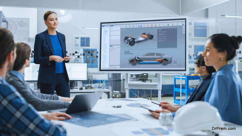 Female Automotive Engineer Reports to Diverse Team of Specialists
