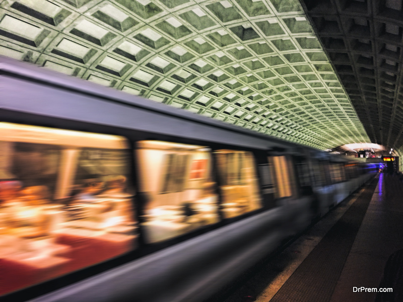 Speeding Washington DC metro train