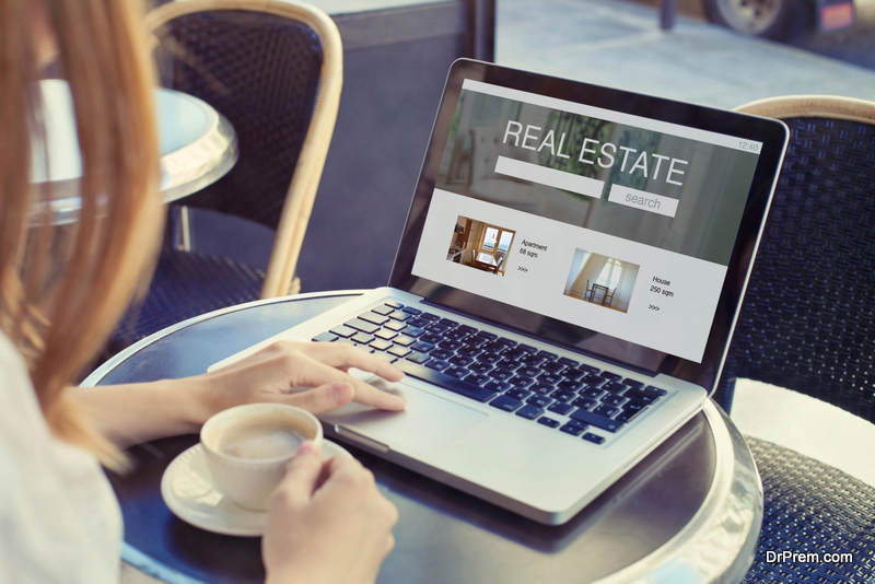 woman checking real estate website