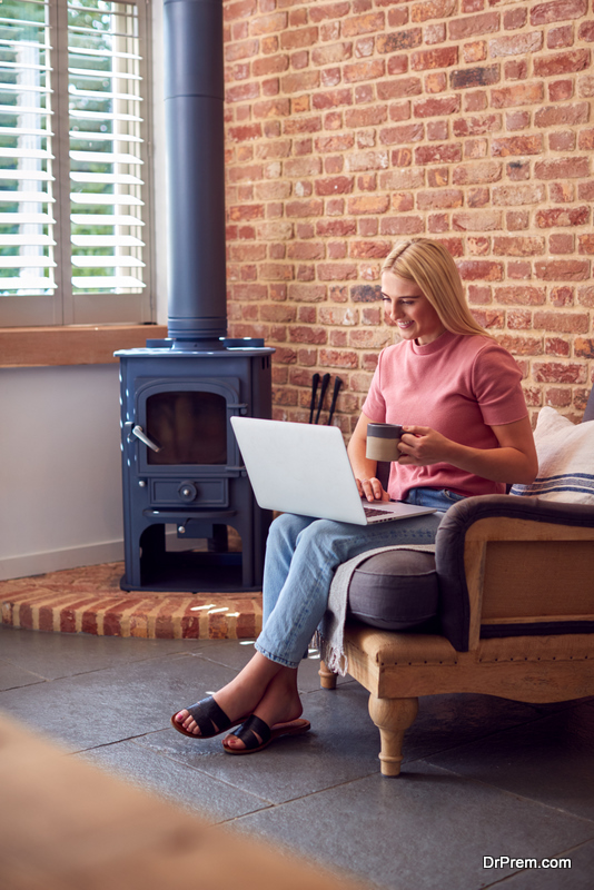 woman sitting in Exposed Bricks interior