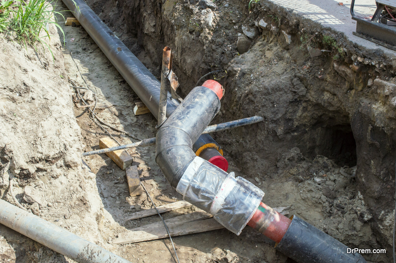 Two Pipes in the Earthen Trench  for Making the Pipeline